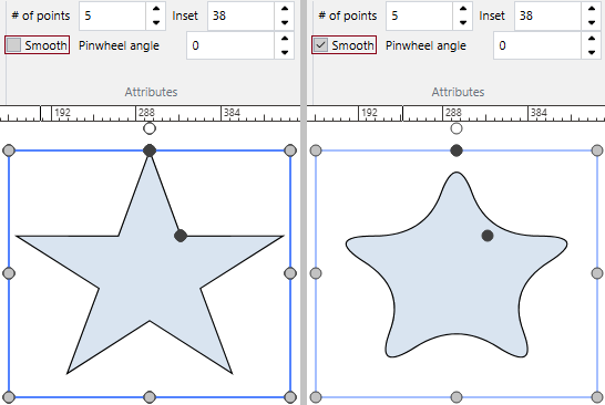 A smooth parameter controls the shape smoothness of a given multigon.