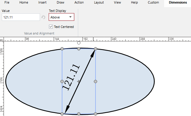 EvDimensionsTextDisplayType.Above&mdash;the dimension label is above the arrow line and parallel to this line.