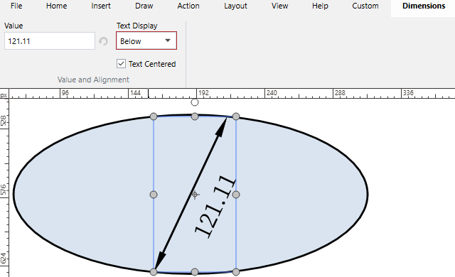 EvDimensionsTextDisplayType.Below&mdash;the dimension label is below the arrow line and parallel to this line.