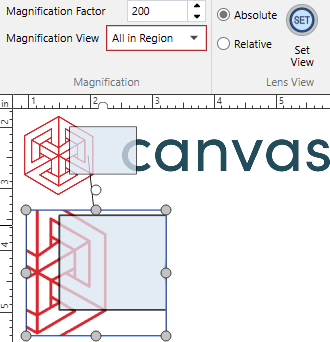 Ev create object lens ev lens magnification view area all in region