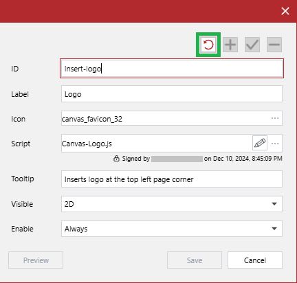 The fields edited in the Custom Ribbon Configuration Editor dialog