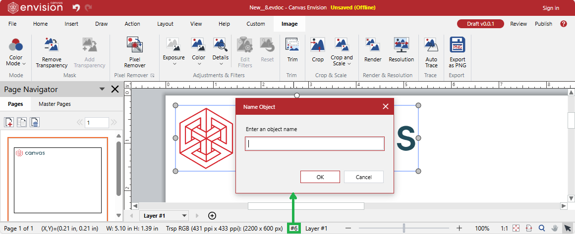 Naming an object in Canvas Envision Creator
